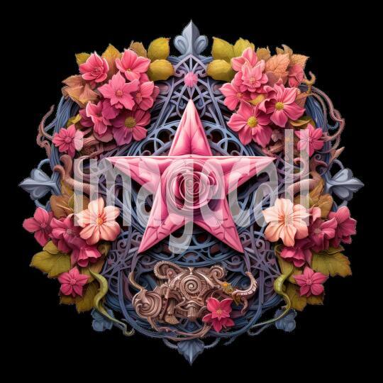 Clipart Floral Pentagram (3)