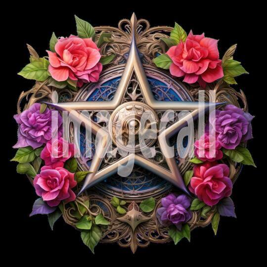Clipart Floral Pentagram (4)