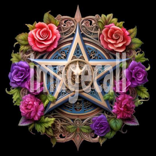 Clipart Floral Pentagram (6)