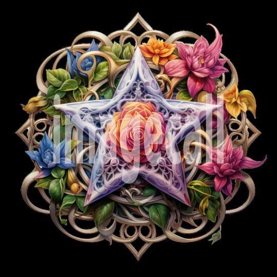 Clipart Floral Pentagram (7)