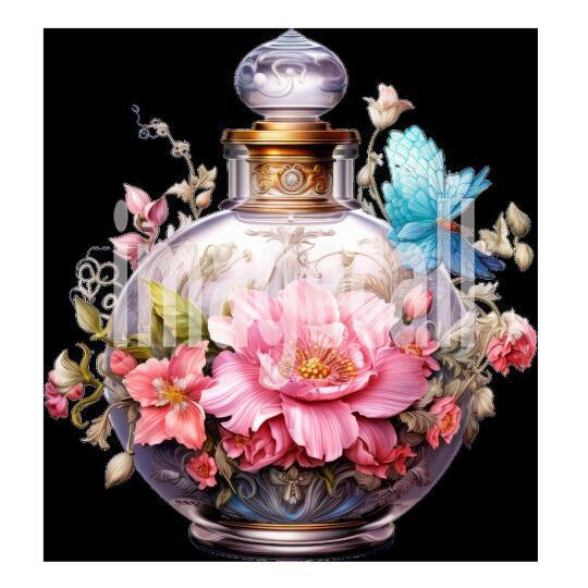 Clipart Floral Perfume Bottle 1300dpi