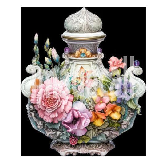 Clipart Floral Perfume Bottle 2300dpi