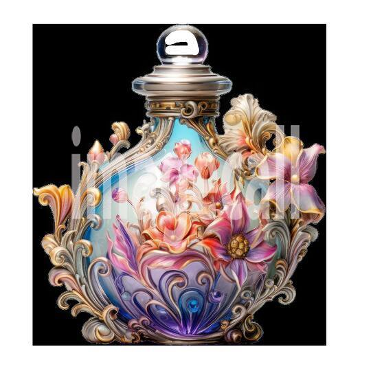 Clipart Floral Perfume Bottle 3300dpi