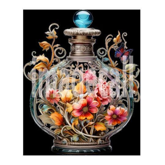 Clipart Floral Perfume Bottle 8300dpi