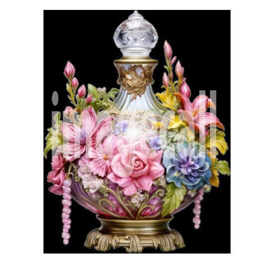 Clipart Floral Perfume Bottle 9300dpi
