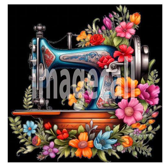 Clipart Floral Sewing Machine (1)