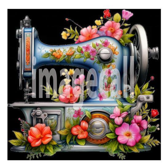 Clipart Floral Sewing Machine (11)