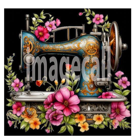 Clipart Floral Sewing Machine (14)