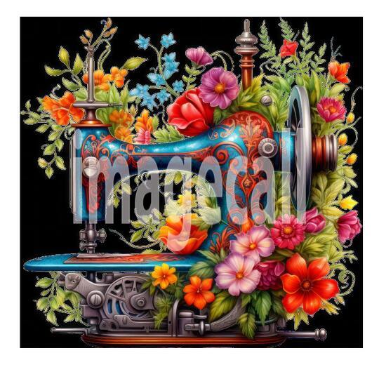 Clipart Floral Sewing Machine (17)