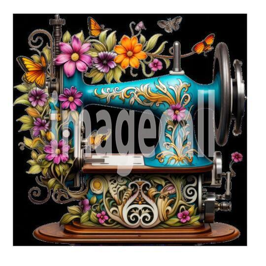 Clipart Floral Sewing Machine (2)