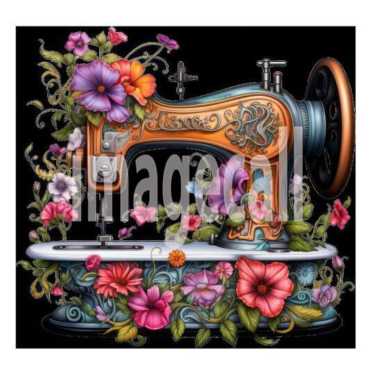 Clipart Floral Sewing Machine (3)
