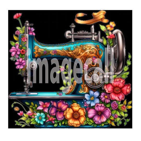 Clipart Floral Sewing Machine (4)
