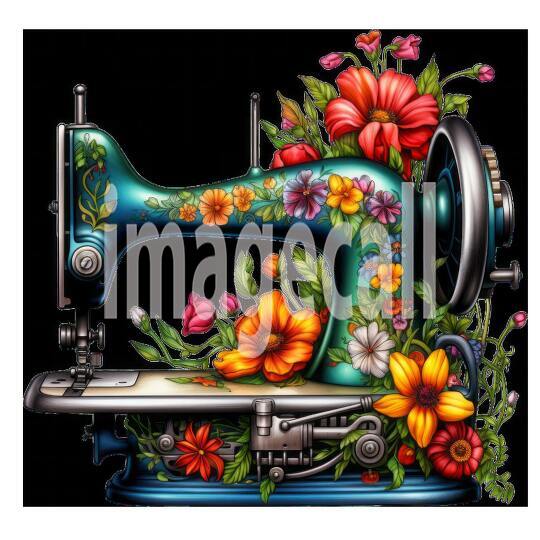 Clipart Floral Sewing Machine (5)