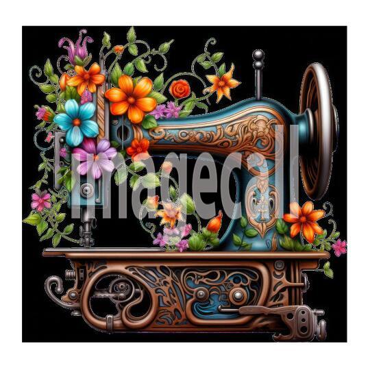 Clipart Floral Sewing Machine (7)