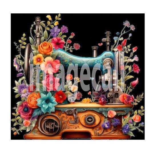 Clipart Floral Sewing Machine (9)
