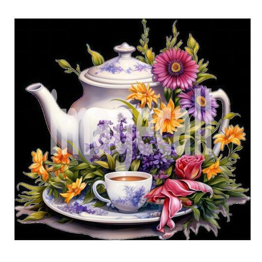 Clipart Floral Teacup Set (1)