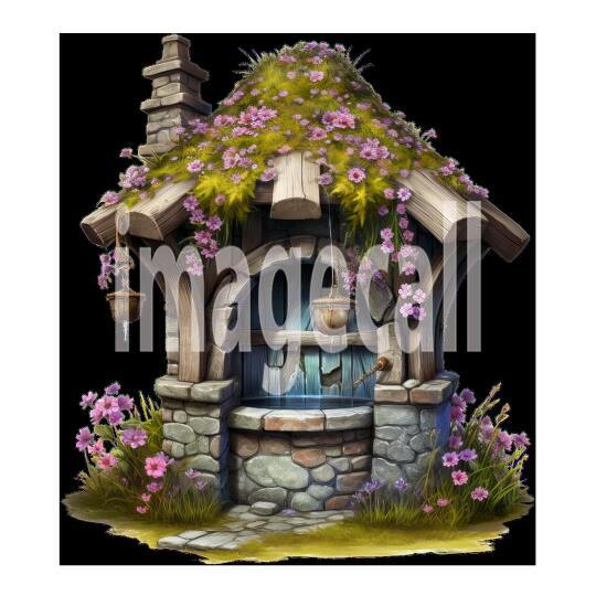 Clipart Floral Wishing Well 13300dpi