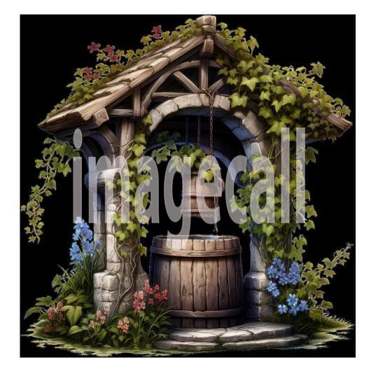 Clipart Floral Wishing Well 14300dpi