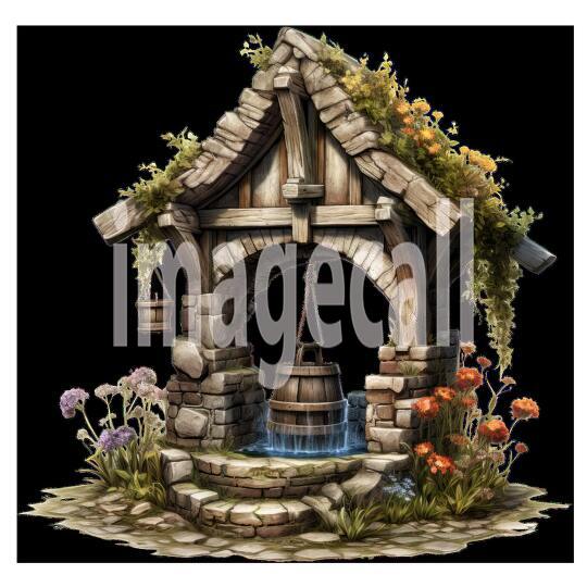 Clipart Floral Wishing Well 15300dpi