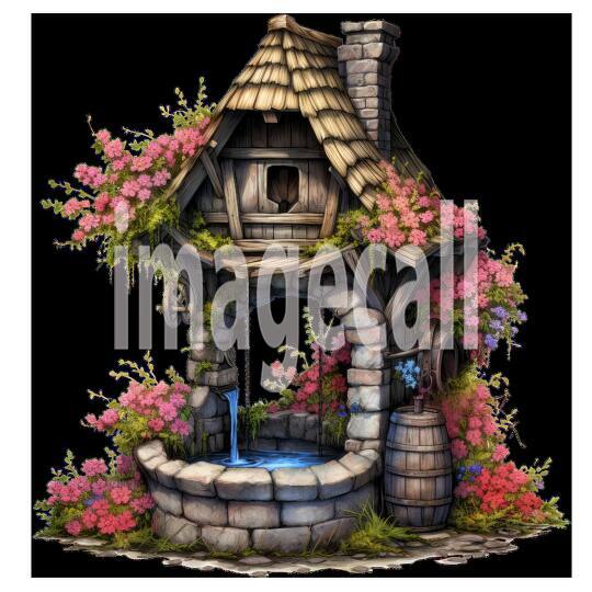 Clipart Floral Wishing Well 17300dpi
