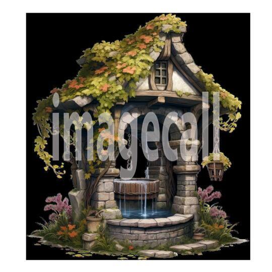 Clipart Floral Wishing Well 18300dpi