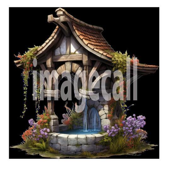 Clipart Floral Wishing Well 4300dpi