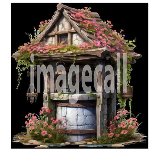 Clipart Floral Wishing Well 8300dpi