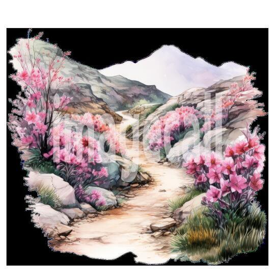 Clipart Flower Mountain Paths 10 - 300dpi