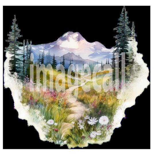 Clipart Flower Mountain Paths 13 - 300dpi