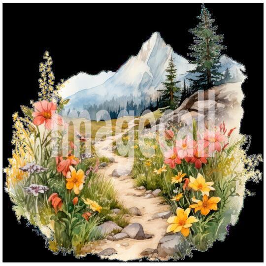 Clipart Flower Mountain Paths 15 - 300dpi