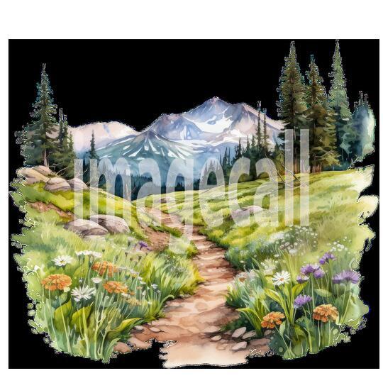 Clipart Flower Mountain Paths 16 - 300dpi