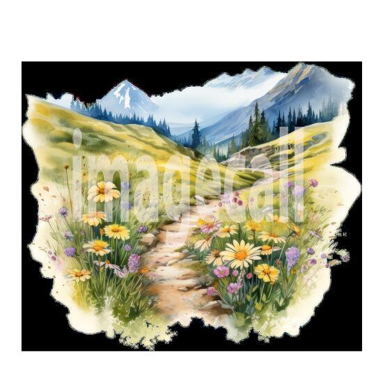 Clipart Flower Mountain Paths 17 - 300dpi