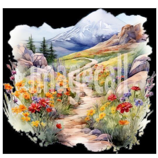 Clipart Flower Mountain Paths 18 - 300dpi