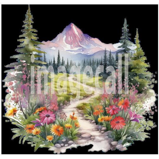Clipart Flower Mountain Paths 19 - 300dpi