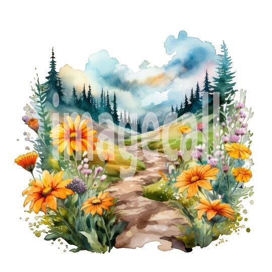 Clipart Flower Mountain Paths 2 - 300dpi