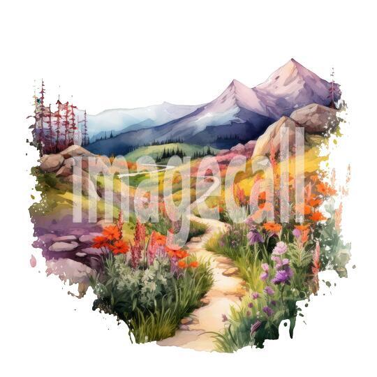 Clipart Flower Mountain Paths 20 - 300dpi