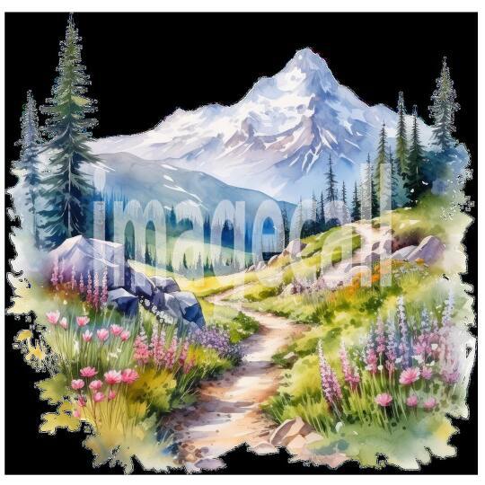 Clipart Flower Mountain Paths 4 - 300dpi