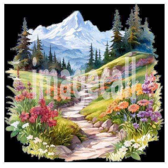 Clipart Flower Mountain Paths 6 - 300dpi