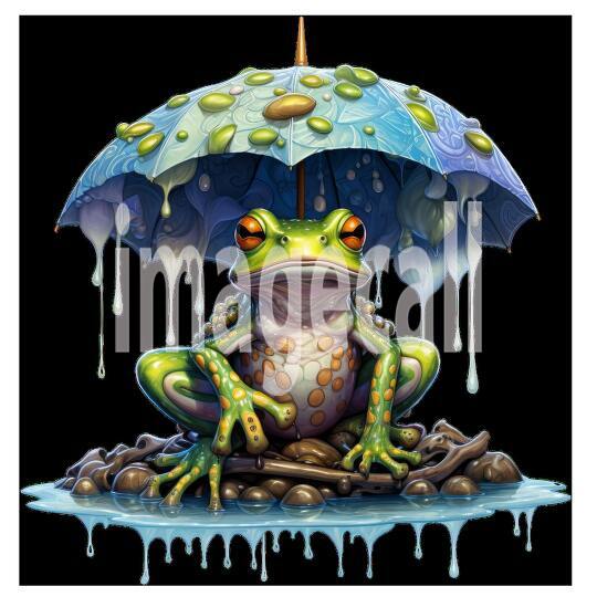 Clipart Frog in Rain (3)