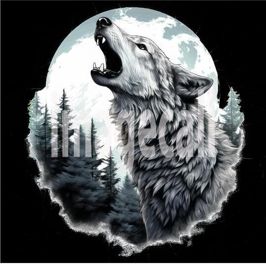 Clipart Howling Wolves 1300dpi