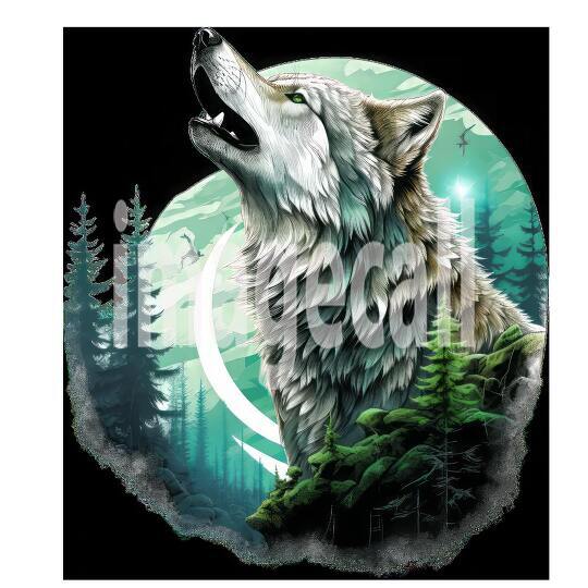 Clipart Howling Wolves 13300dpi