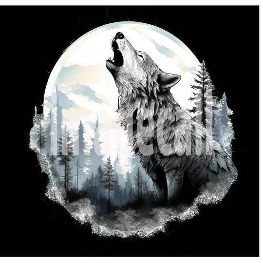 Clipart Howling Wolves 14300dpi