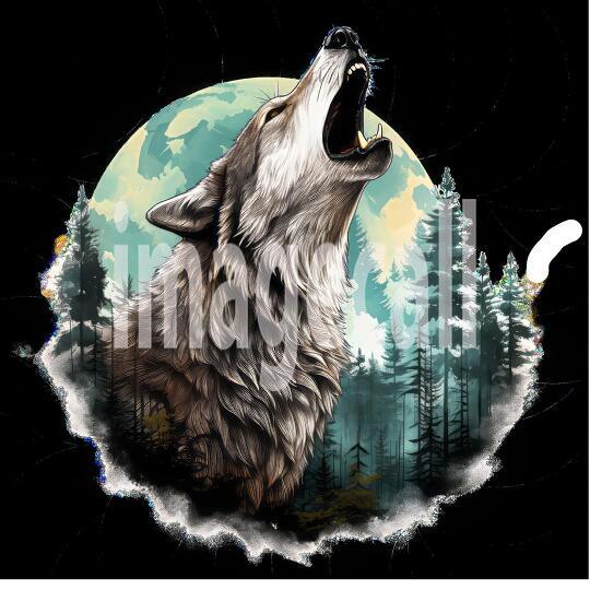 Clipart Howling Wolves 16300dpi