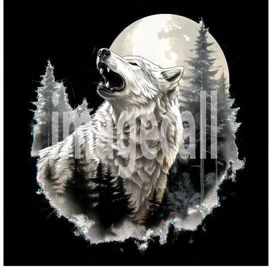 Clipart Howling Wolves 17300dpi