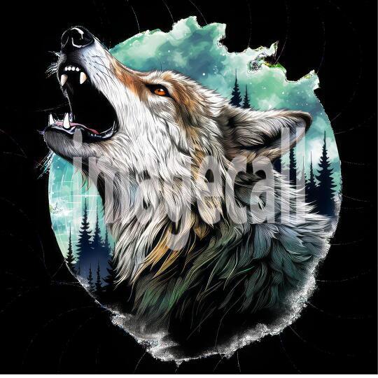 Clipart Howling Wolves 18300dpi