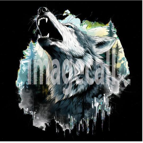Clipart Howling Wolves 19300dpi