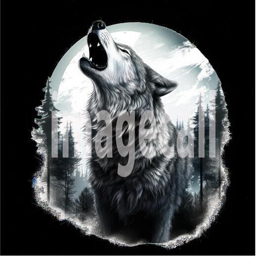 Clipart Howling Wolves 20300dpi
