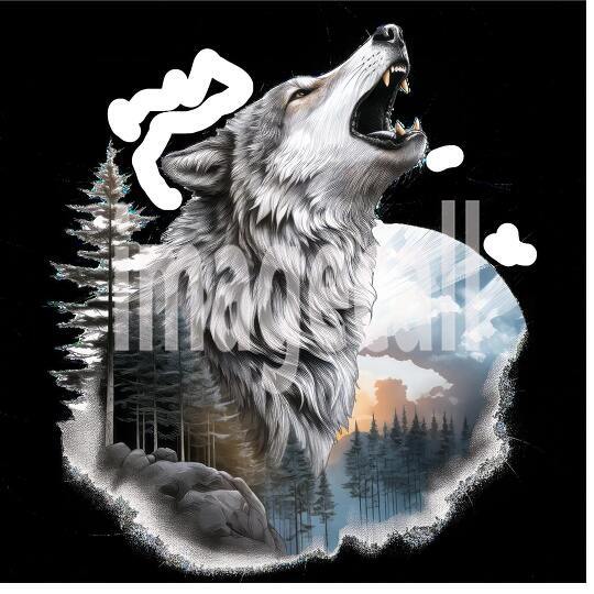 Clipart Howling Wolves 3300dpi