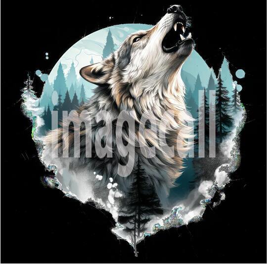 Clipart Howling Wolves 6300dpi