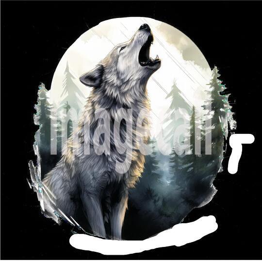Clipart Howling Wolves 9300dpi